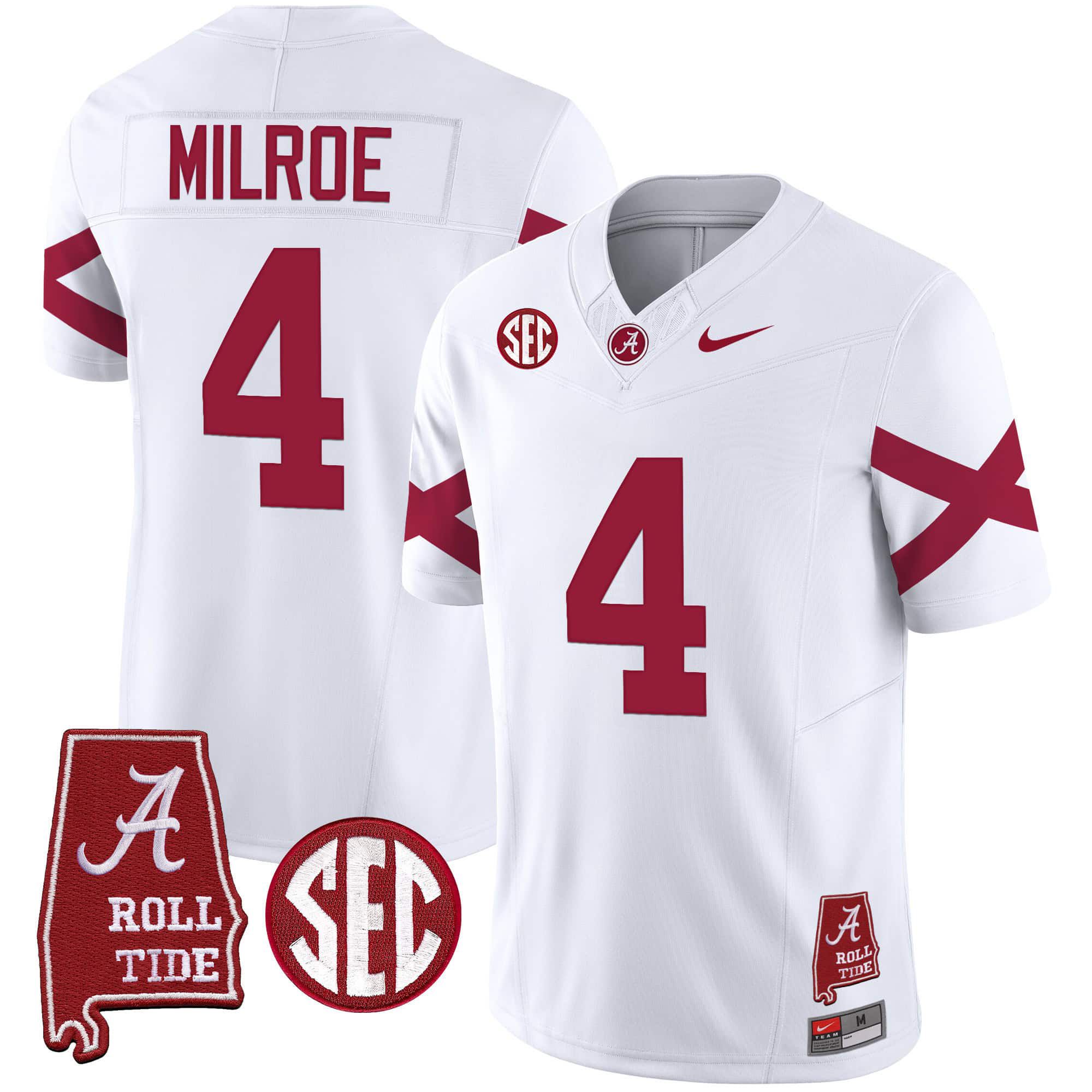 Men Alabama Crimson Tide #4 Milroe White Map Vapor Limited 2024 Nike NCAA Jersey->indianapolis colts->NFL Jersey
